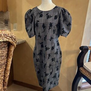 Calvin Klein Black and Gray Long Sleeve Dress